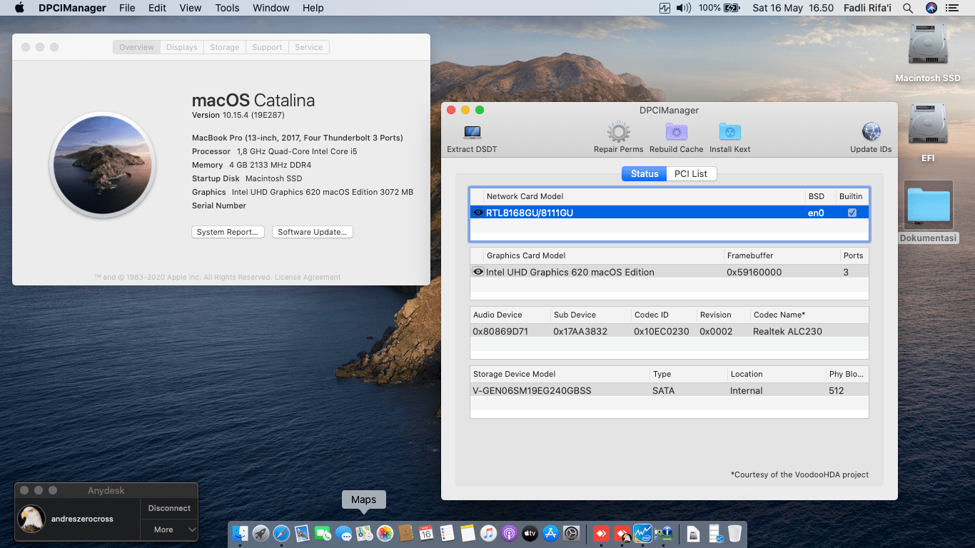 Success Hackintosh macOS Catalina 10.15.4 Build 19E287 at Lenovo Ideapad 330-14IKB
